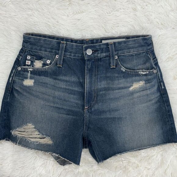 AG Denim Shorts High-Rise Distressed Wedgie Cutoffs - Picture 11 of 12